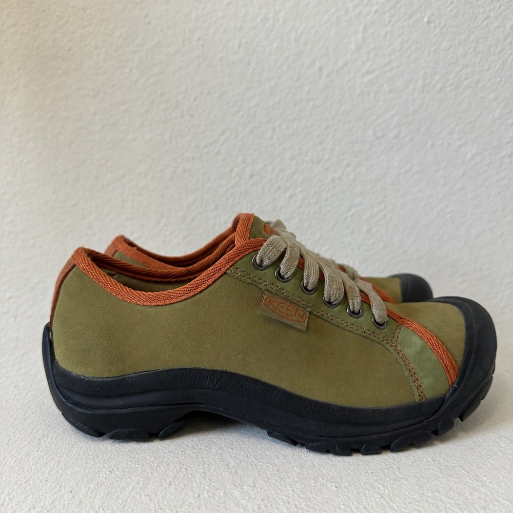 Keen Portola Olive Leather Walking Trail Shoes Womens 7 Low Top Sneakers
